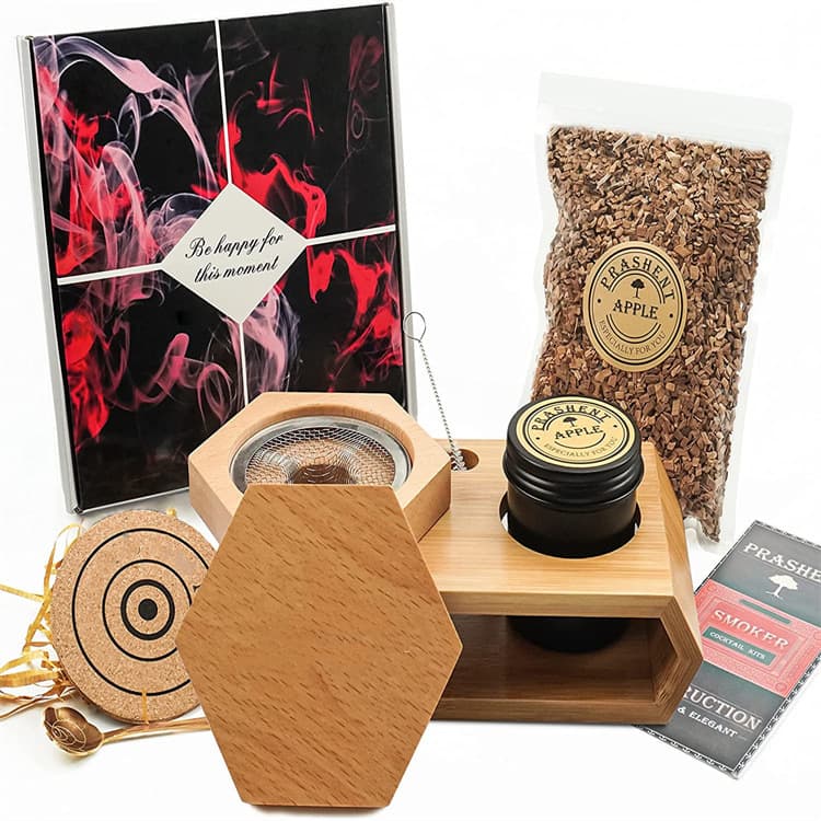 Cocktail Smoker Kit, 8-Piece Old Fashioned Smoker Kit with Wood Chips and Bartender Wooden Cocktail