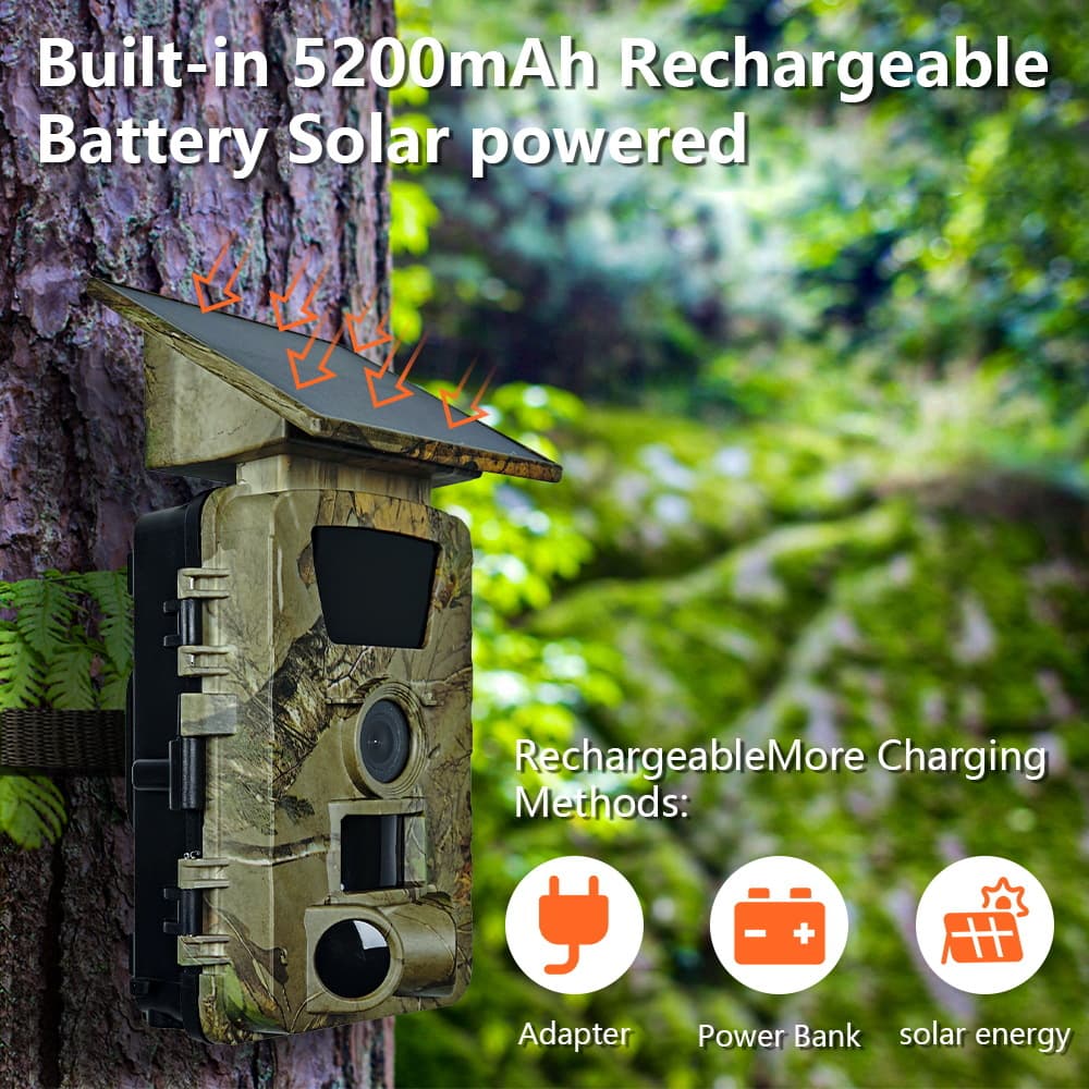 Best-Selling Solar Panel Integrated Outdoor Hunting Trail Camera HD 4K+60MP Anti-Hunting Camera