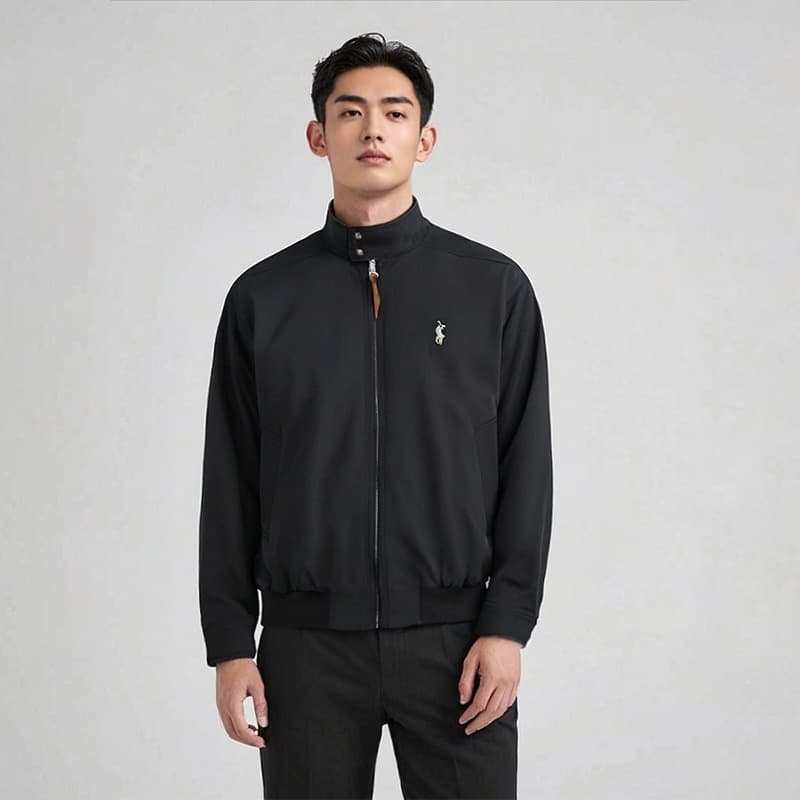 ZOEWATSON cross-border European and American Raf pony label old money style stand collar jacket casual simple Harrington coat