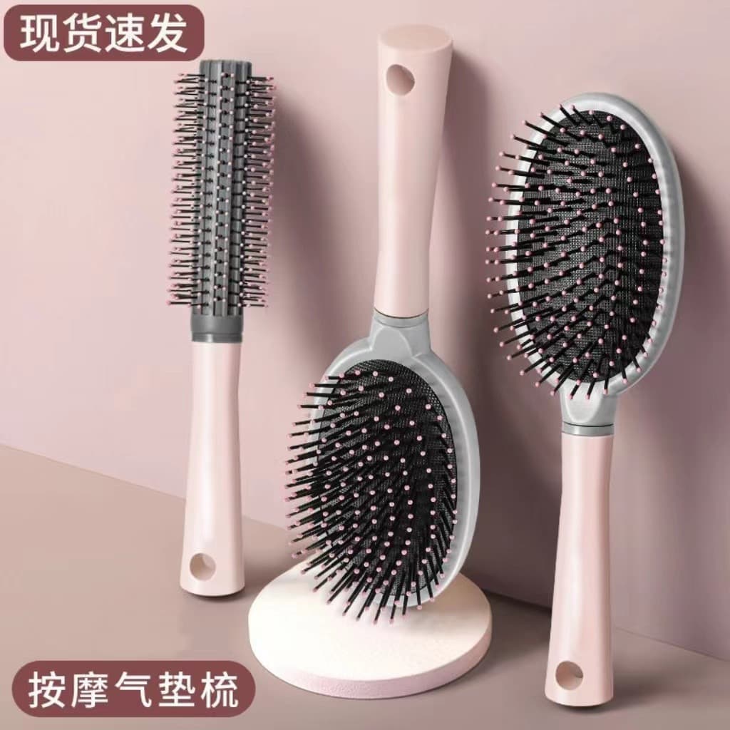 Women's Long Hair Cushion Comb Scalp Massage Anti-Tangle Hair Tool Ribbed Puffy Cushion Comb Wholesale