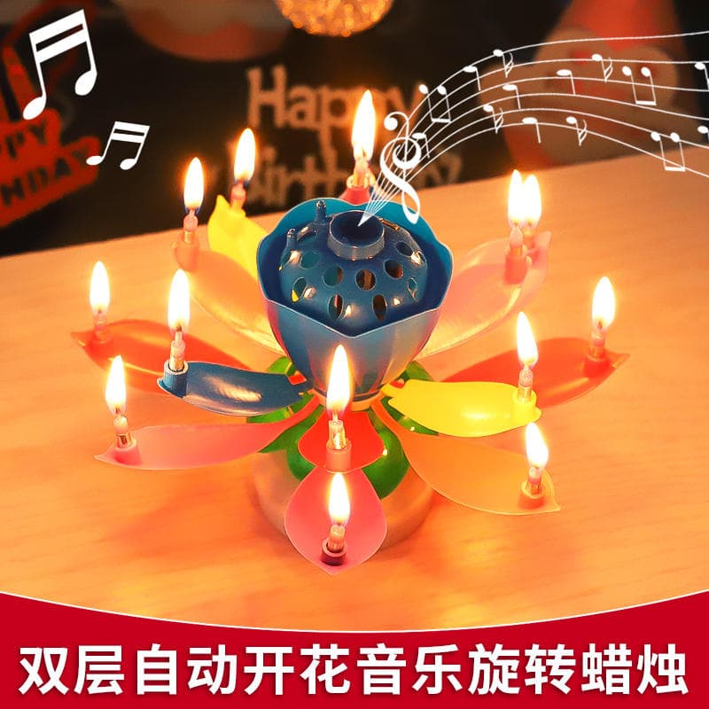 Birthday Candle Lotus Cake Trending Kids Creative Lotus Singing Musical Surprise Blooming Rotating Candle