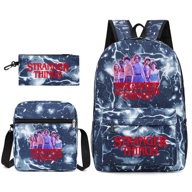 New Cross-Border Stranger Things 3-Piece Backpack Set, Large Capacity Student School Bag
