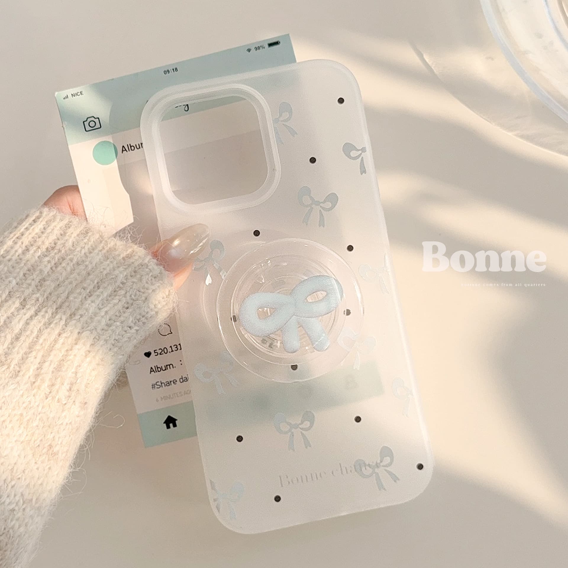 [Tower Down] Ins Blue Bow iPhone 17 Pro Max Phone Case Compatible with Apple 16 13 Korean Style 12