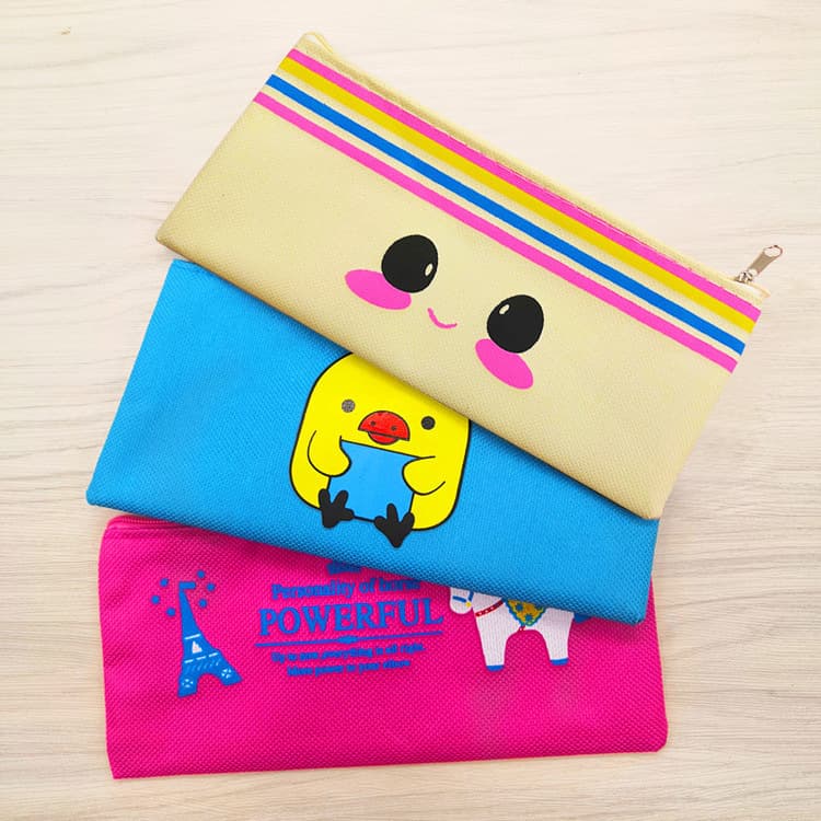 Creative Korean-style Cartoon Canvas Pencil Case, Cute Oxford Cloth Zipper Coin Purse, Student Stationery Pencil Bag