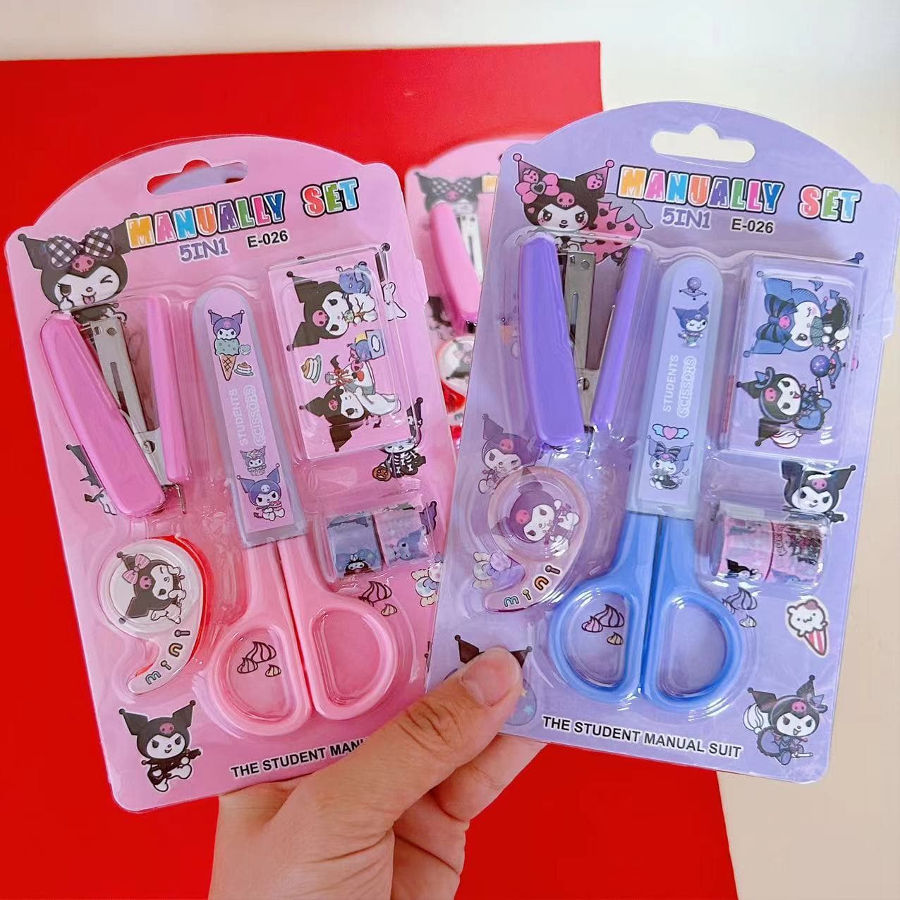 Kuromi Stationery Set Student Scissors Stapler Tape Sticker Set School Supplies Children's Gifts