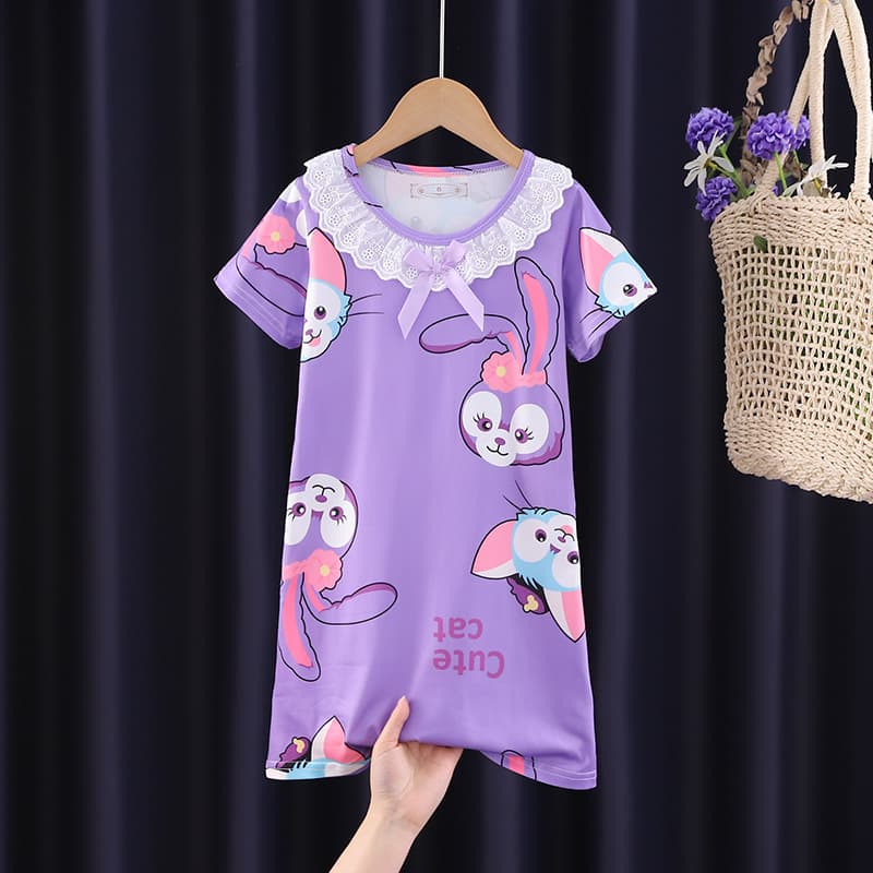 Children's Summer Sleepwear Short Sleeve Princess Dress Little Girl Home Clothes Sleep Skirt Baby Toddler Kids' Pyjamas