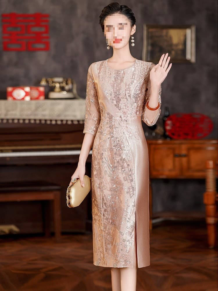 2026 New Champagne Color Wedding Dress for Mothers-in-Law (Can Also Be Worn in Spring)