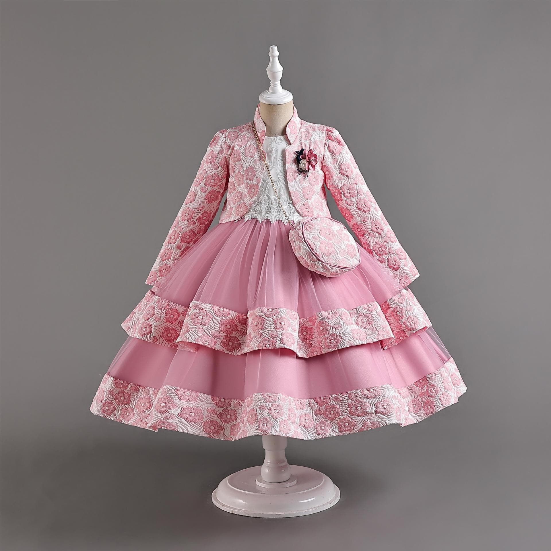 Cross-border Children's Dress Long Sleeve Two-Piece Set Autumn/Winter Girl's Dress for Performances Banquet Princess Dress