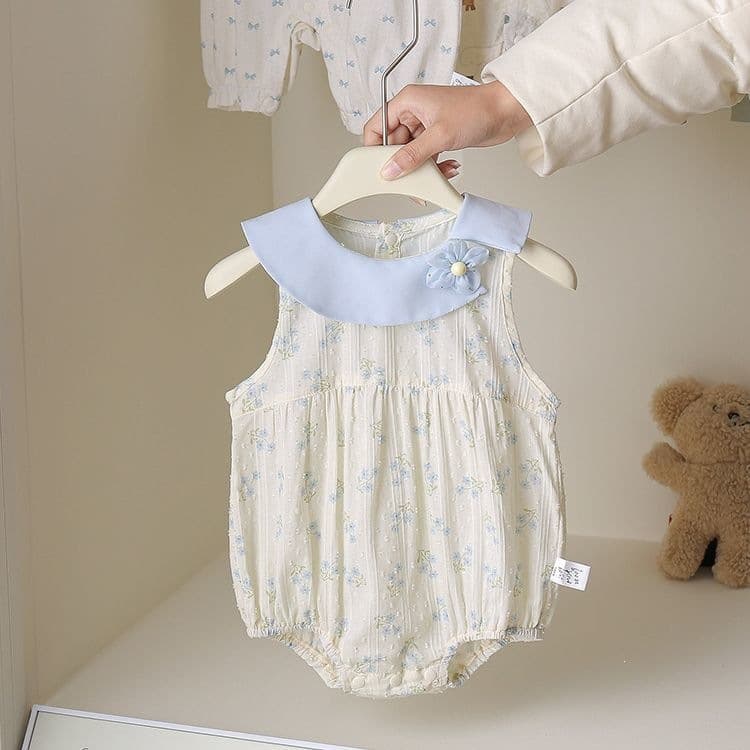 Girls Summer Thin Korean Style Vest Triangle Crawling Romper Princess Sweet Bodysuit Baby Romper