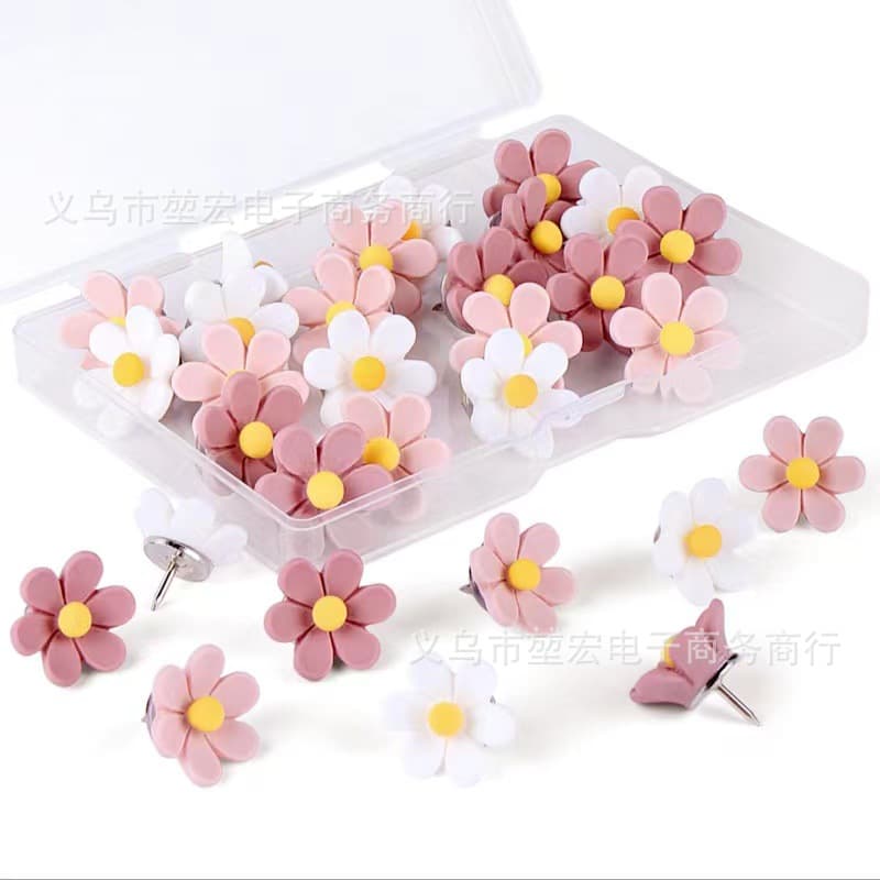 2024 cross-border manufacturer new push pin resin ten-color flower three-dimensional creative push pin big head nail decoration photo wall