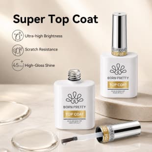 BORN PRETTY Nail Art 15ml Crystal Top Coat, High Gloss Scratch-Resistant Long-Lasting Functional Nail Gel 2pcs Set