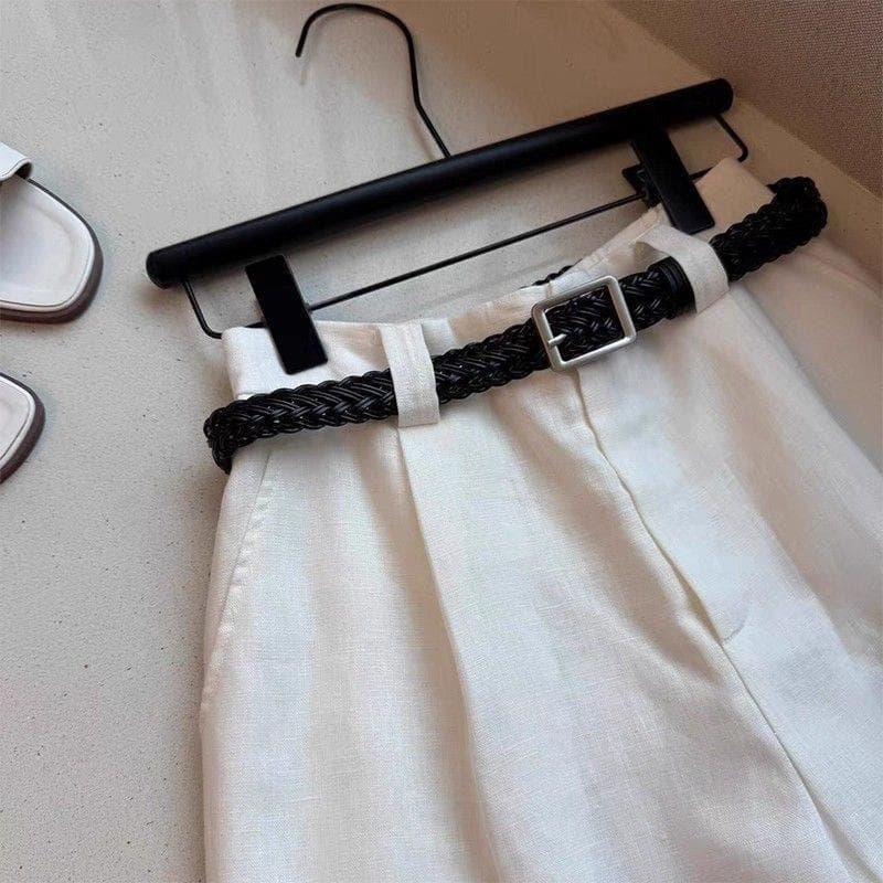 Editor's Pick ~ Old Money Style Linen White Bermuda Shorts for Women 2026 Summer Versatile Casual Wide-Leg Shorts Trendy