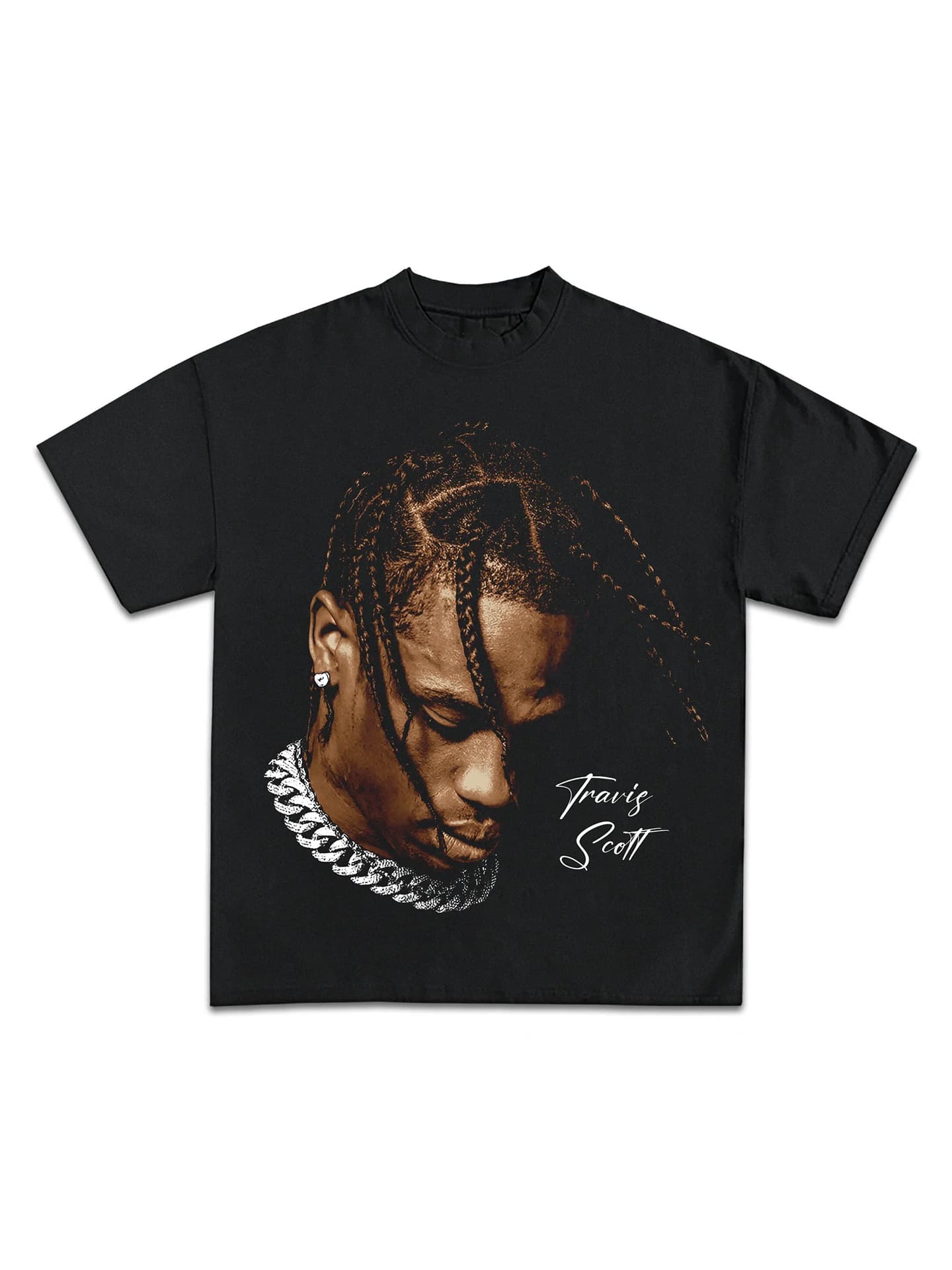 Travis Scott American Hip-Hop High Street Retro Trendy Cotton Men's T-Shirt Short Sleeves