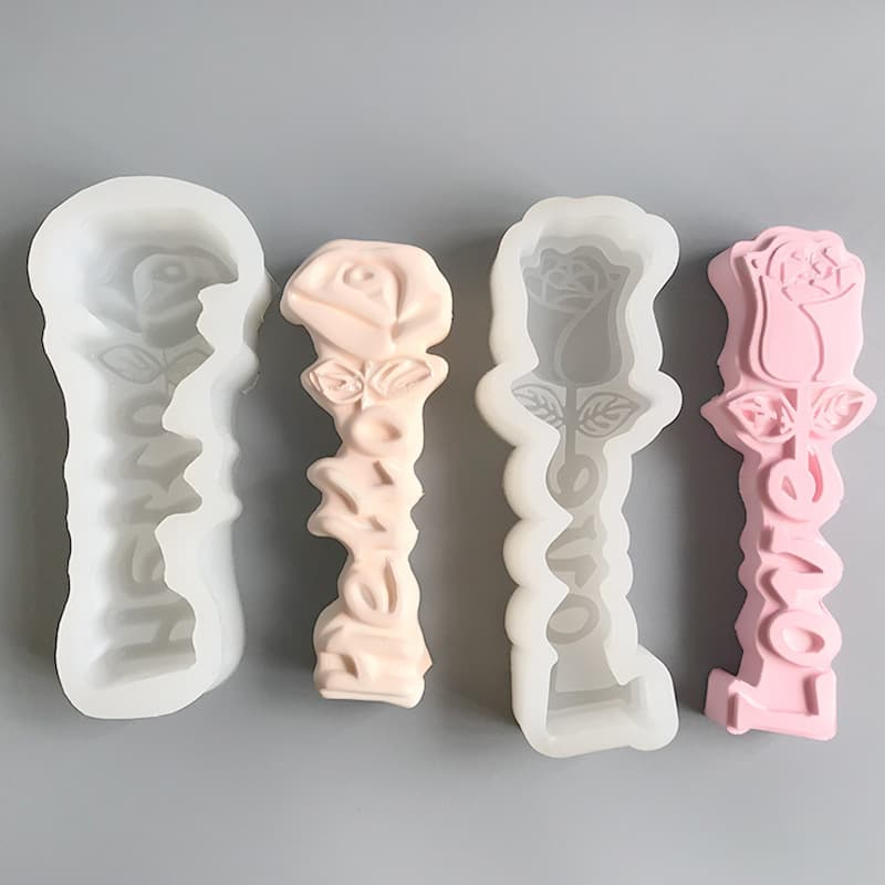 Long Rose Love Scented Candle Silicone Mold Cake Chocolate Decoration Silicone Mold