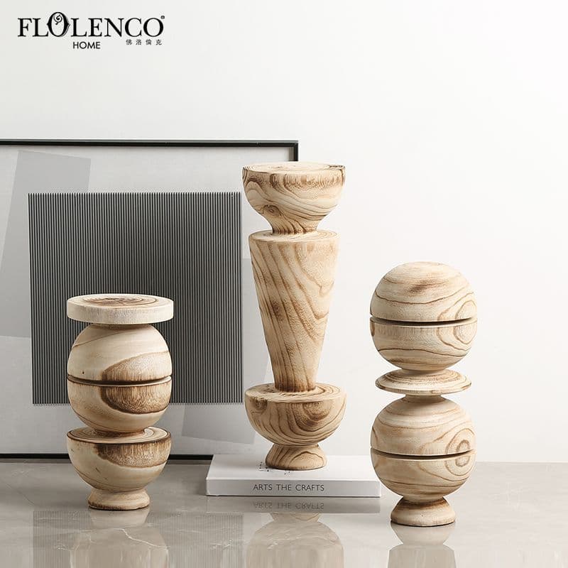 Retro log style geometric art laminated wood ornaments sales office hotel entrance desktop new and unique crafts