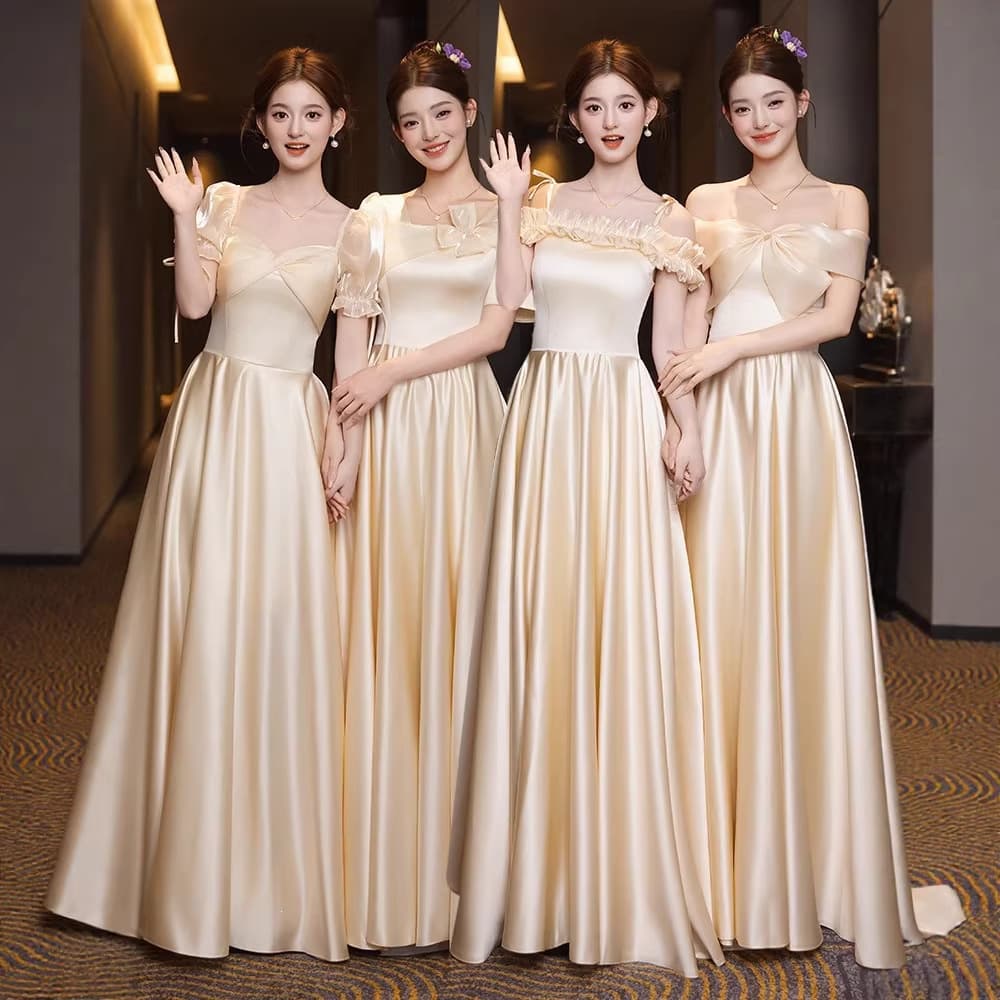 Champagne Stunning Bridesmaid Dress 2026 New Style Wearable Daily Unique Satin Performance Evening Gown for Bridesmaids
