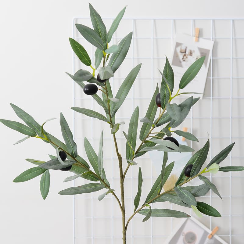 Artificial Olive Branch with Fruit and Leaves, Faux Olive Leaves, Multi-Specification Home Decoration Greenery Indoor Decor