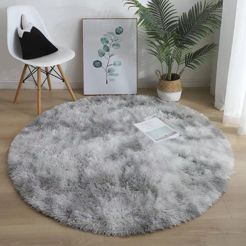 Cross-border minimalist tie-dye round silk-wool carpet for living room, sofa, coffee table, large area rug, bedroom, cloakroom decorative rug