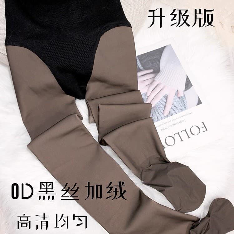 Autumn/Winter HD 0D Upgraded Version Sheer High-Waisted Butt-Lifting Seamless Waterlight Black Skin-Transparent Fleece-Lined Leggings