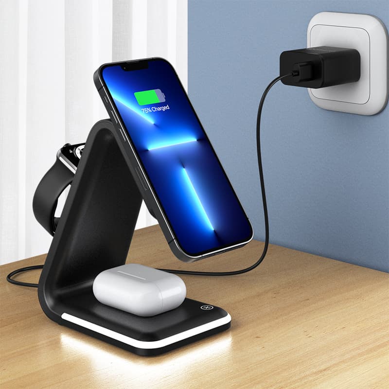 New 3-in-1 Magnetic Wireless Charger Stand for iPhone 13, Headphones, and Watch