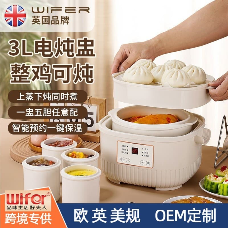Automatic Electric Steamer Water-Bath Steamer Ceramic Steamer for Bird's Nest Smart Preset Soup Cooker Health Pot