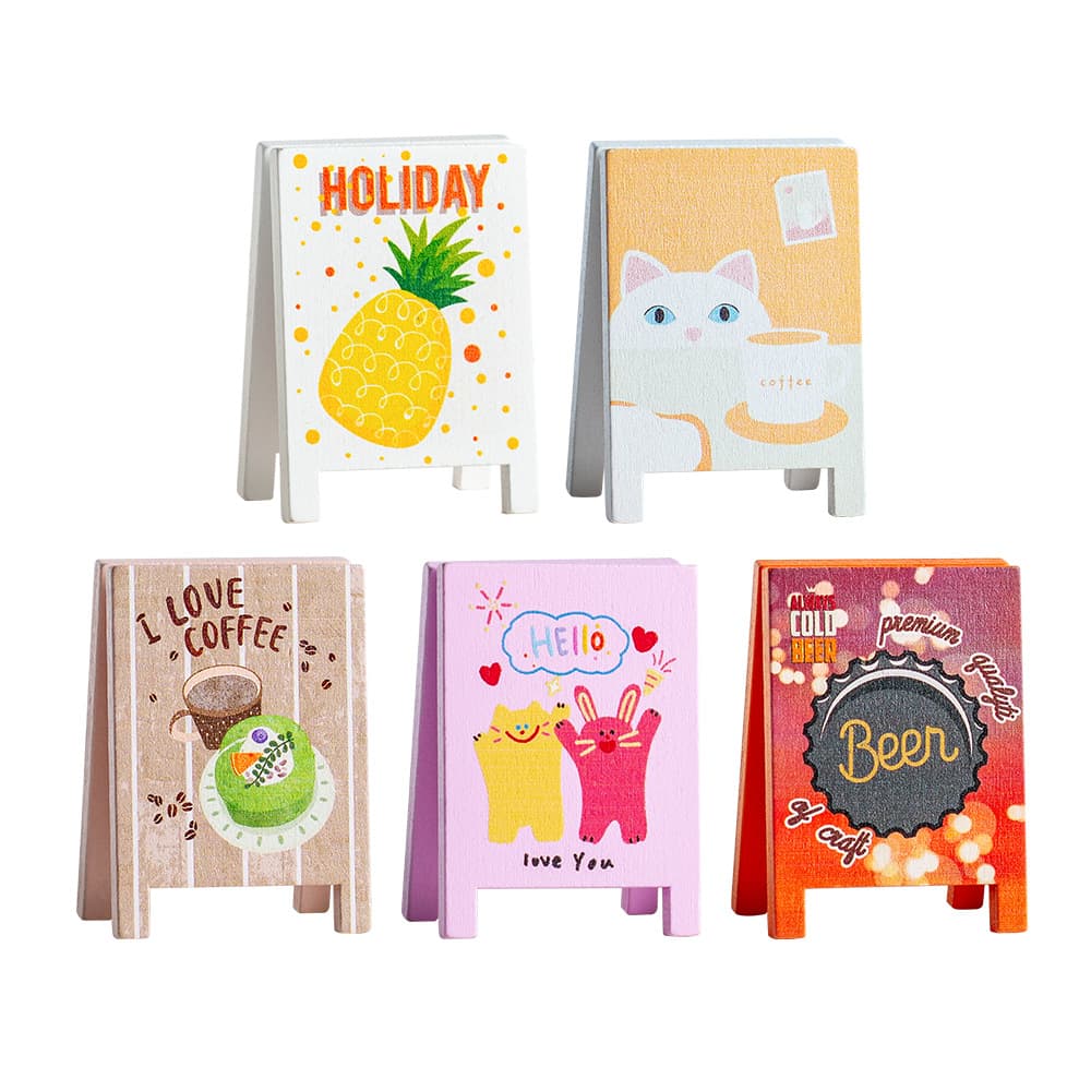 Creative stationery note holder, retro message holder, cute cartoon wooden photo holder, desktop decoration, office business card holder