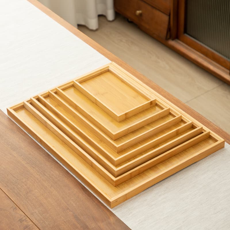 Simple Bamboo Tray Tea Water Tray Hotel Restaurant Fast Food Plate Fruit Tray Japanese Style Bamboo Tea Tray Rectangular
