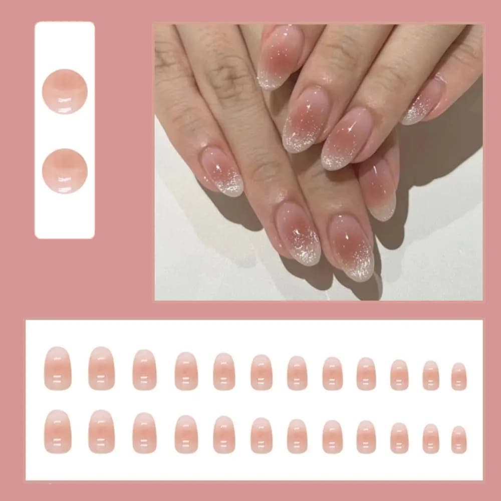 Thorn Rose Ombre Blue Tiffany Press-On Nails Pure Desire Style Nude Ice Transparent Marble Aurora False Nails