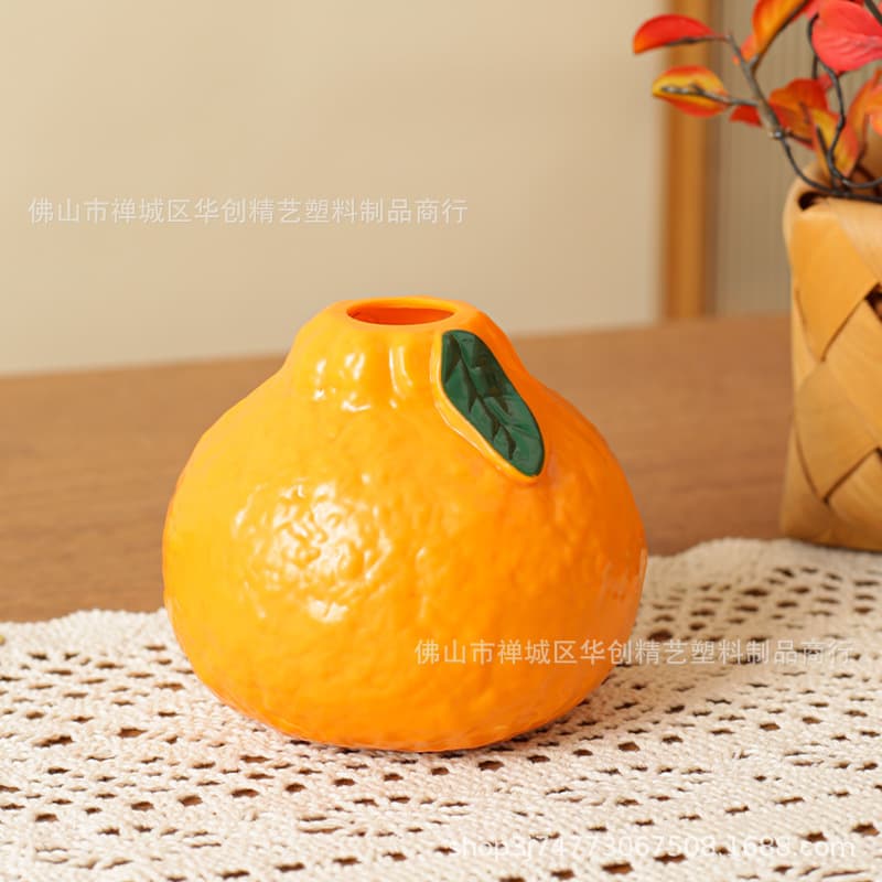 Creative Orange Vase Ins Style High Aesthetics Hydroponic Flower Pot Flower Vase Living Room Desktop Office Desk Decor Ornament