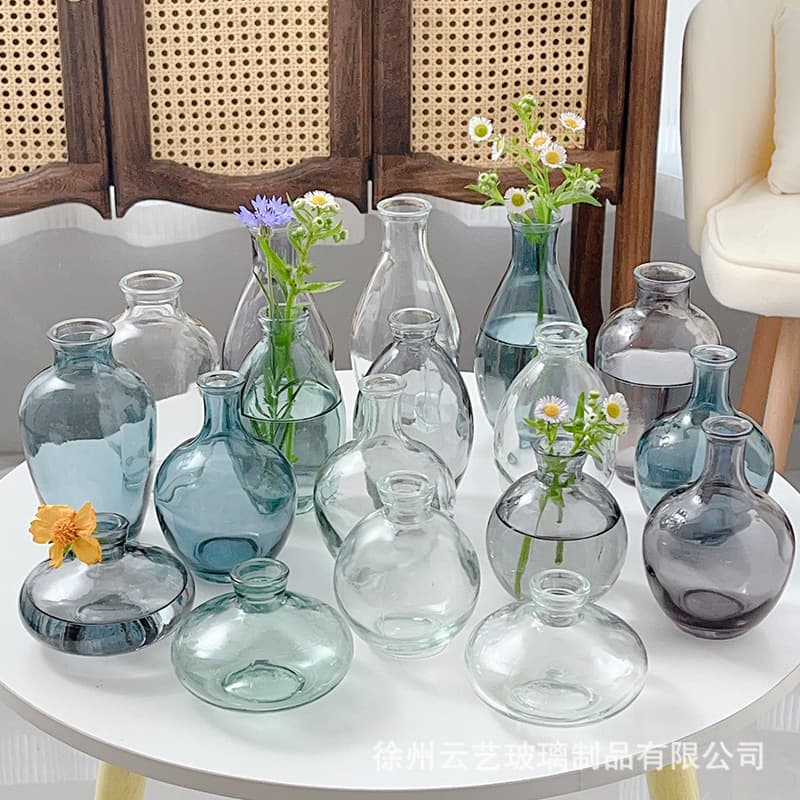 European Style Mini Vase, Trendy Pocket Vase, Cross-Border Glass Vase for Dried Flowers, Mini Vase Set Wholesale