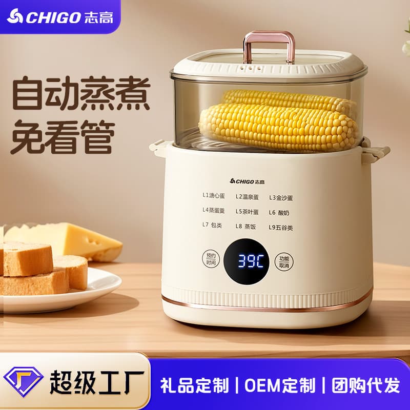 Chigo Egg Steamer 2025 New Model Auto Shut-off Household Small Multi-functional Egg Boiler Preset Breakfast Machine Wholesale