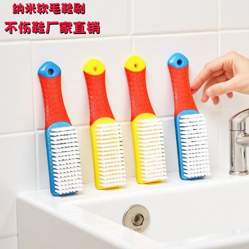 Household high-density soft bristle shoe brush, multi-functional laundry and shoe cleaning brush, gentle on shoes, deodorizing white shoe cleaner.