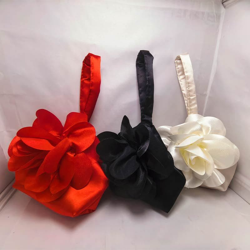 New Fabric Flower Stereo Small Bag, Elegant Rose Dinner Bag, Versatile Handbag, Satin Niche Style