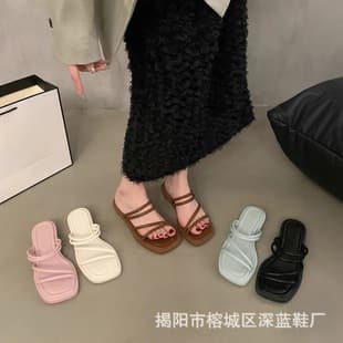 Two-Way French Evening Sandals for Women 2025 New Korean Style Thin Strap Fairy Gentle Chunky Heel Slippers Summer Outdoor Wear