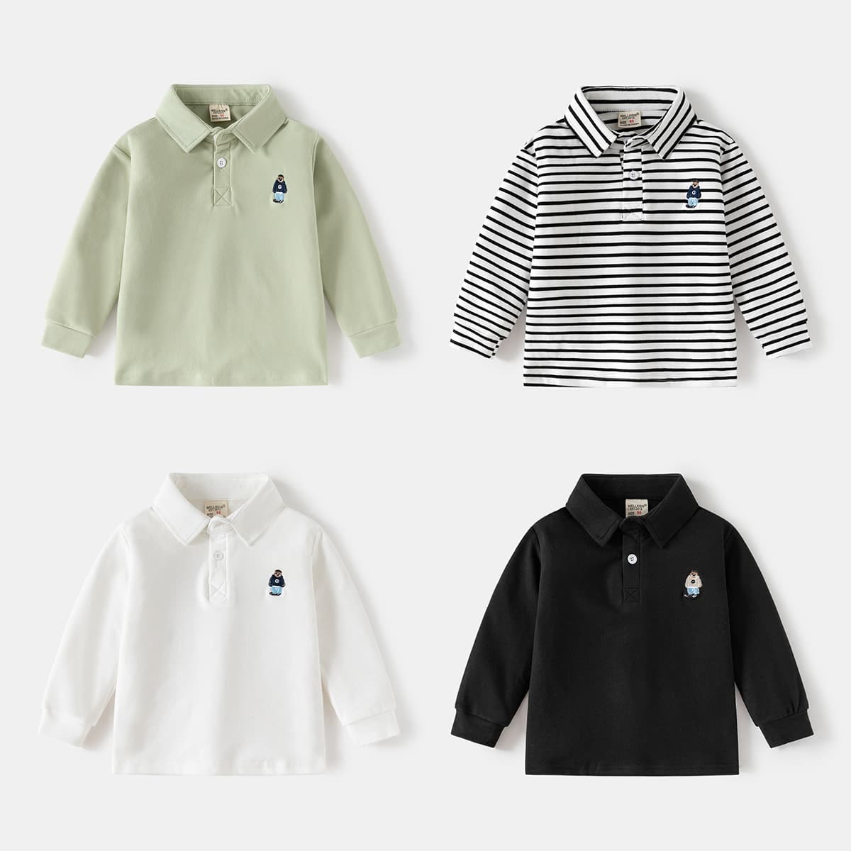 Children's Polo Shirt, New Autumn Style, Boys' Thick Long-Sleeved Polo Shirt, Korean Style Baby Top, Trendy Children's Clothing Wholesale