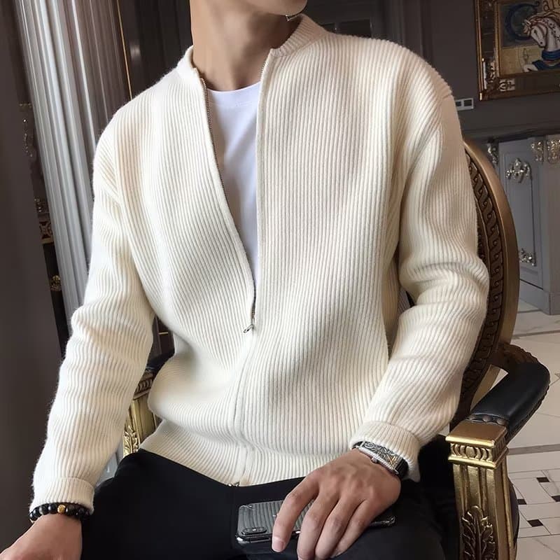 Fall/Winter 2025 New Sweater Cardigan for Men, Solid Color Knit Cardigan Men's Casual Slim Fit Top, Drop Shipping