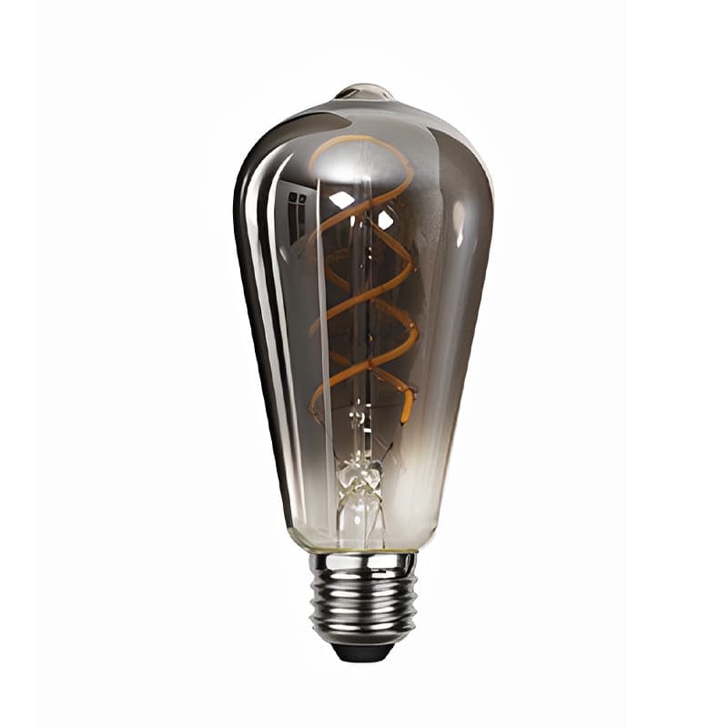 Smoky Grey LED Edison Bulb ST64 Spiral Filament Globe E27 Screw Base Electroplated Smoky Grey Warm Light Decorative Lamp