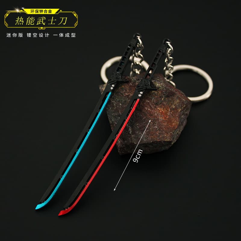 Cyberpunk 2077 Thermal Katana Toy Model Cos Mini Figure Prop Keychain Pendant Accessory