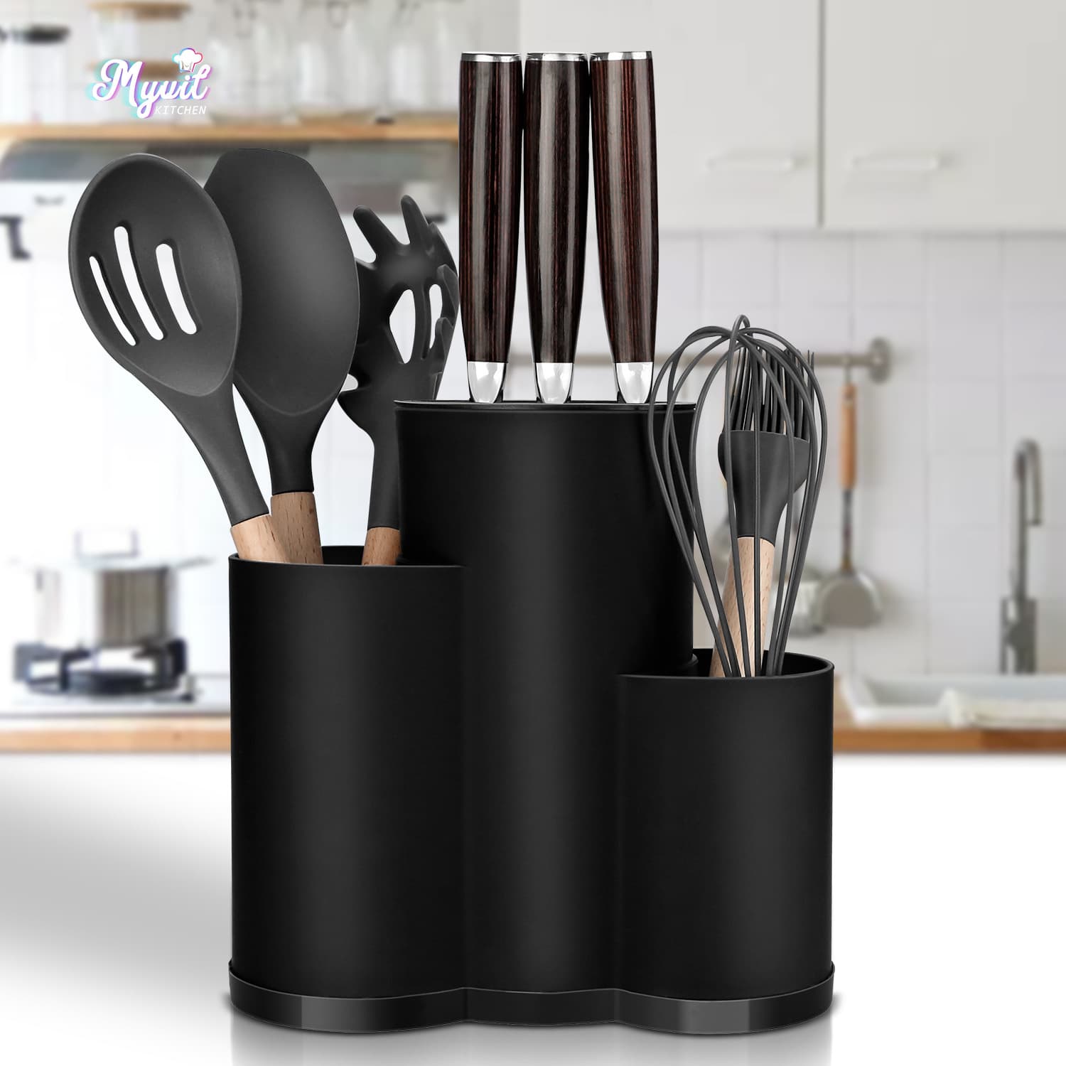 Home Kitchen Knife Holder Rack Integrated Storage Organizer Plastic Blocks Roll Bags For Cutlery Utensils