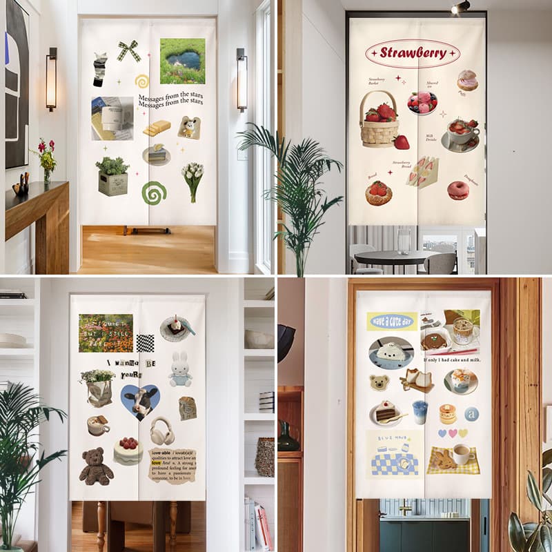 2024 New Fresh Creative Fabric Door Curtain for Bedroom Renovation, Kitchen Cover Curtain, Bathroom Half Curtain, Hanging Curtain
