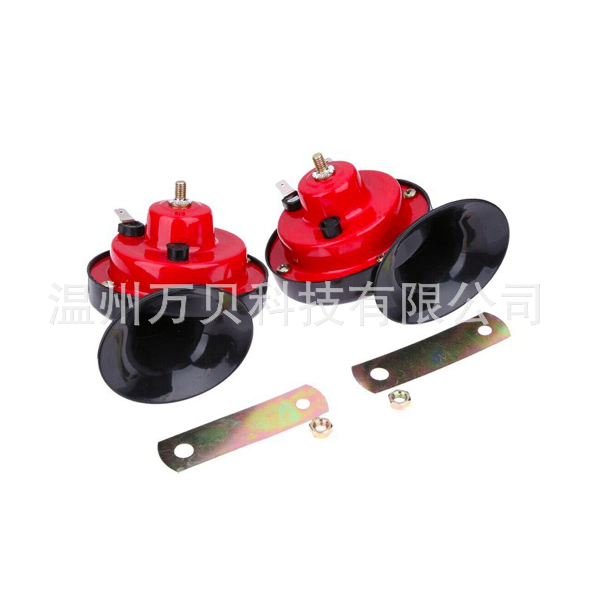 Car Snail Horn 12V Dual Tone Siren Motorcycle Modification Red Color Universal Model Electric Horn Pair High And Low Sound