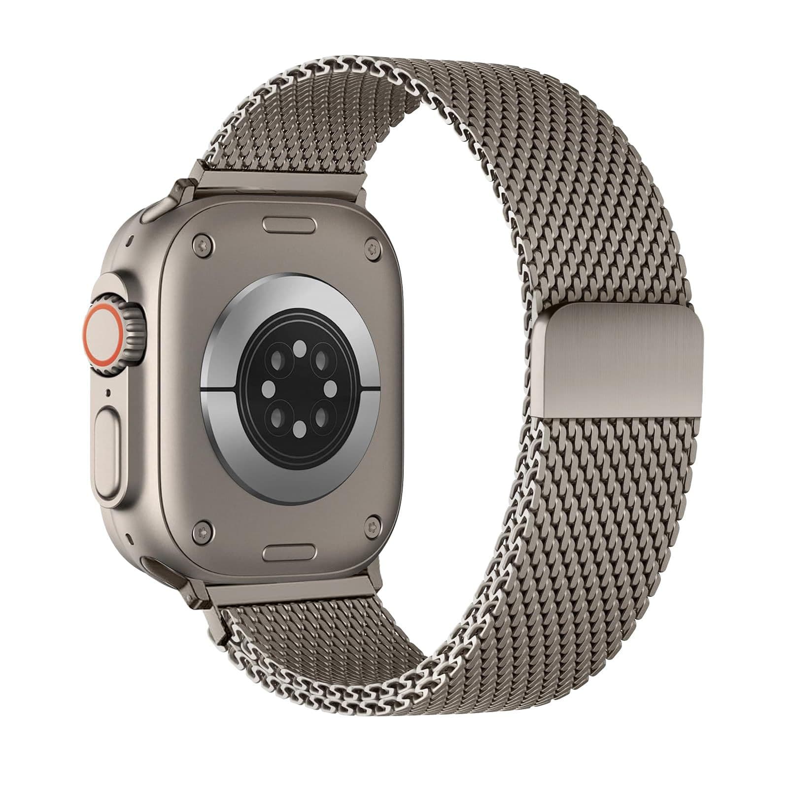 Compatible with Apple Watch Ultra Band Original Milanese Steel iWatch S10 Coarse Mesh Magnetic 11