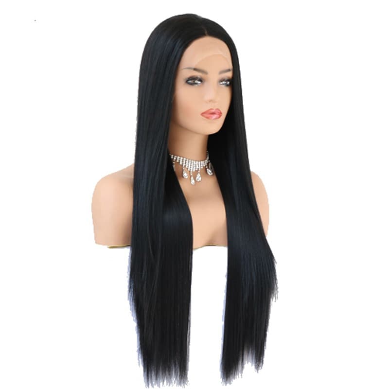 30in Straight Front Lace Wig High Temperature Fiber 80cm Synthetic Lace Wig Forehead Lace Wig