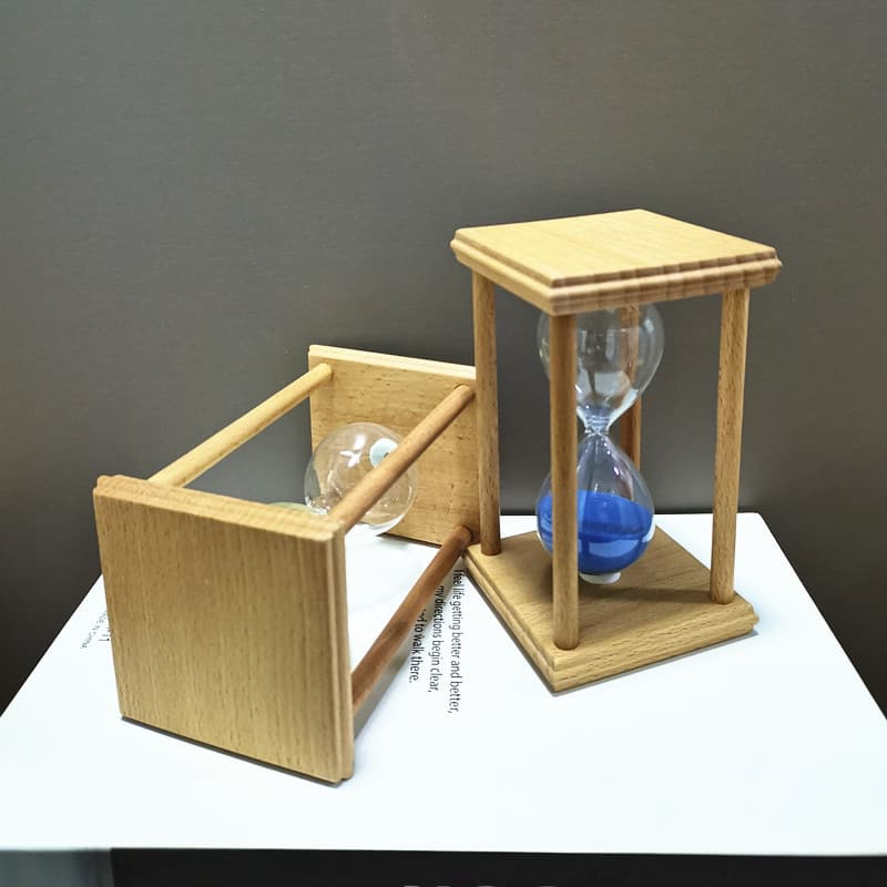 Factory Wholesale 10/15/20/30 Minute Beech Wood Four-pillar Hourglass Creative Glass Timer Sand Glass Ornament
