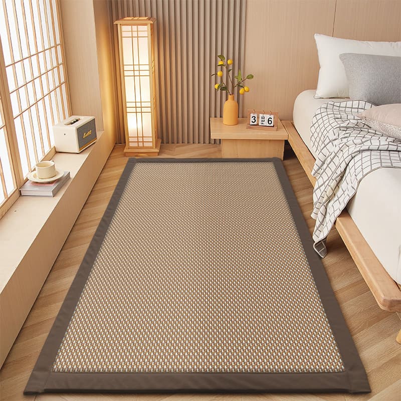 Japanese-Style Cooling Mat Floor Mat for Summer, Living Room Cooling Tatami, Ice Rattan Children's Crawling Mat, Bedroom Cooling Bedside Rug