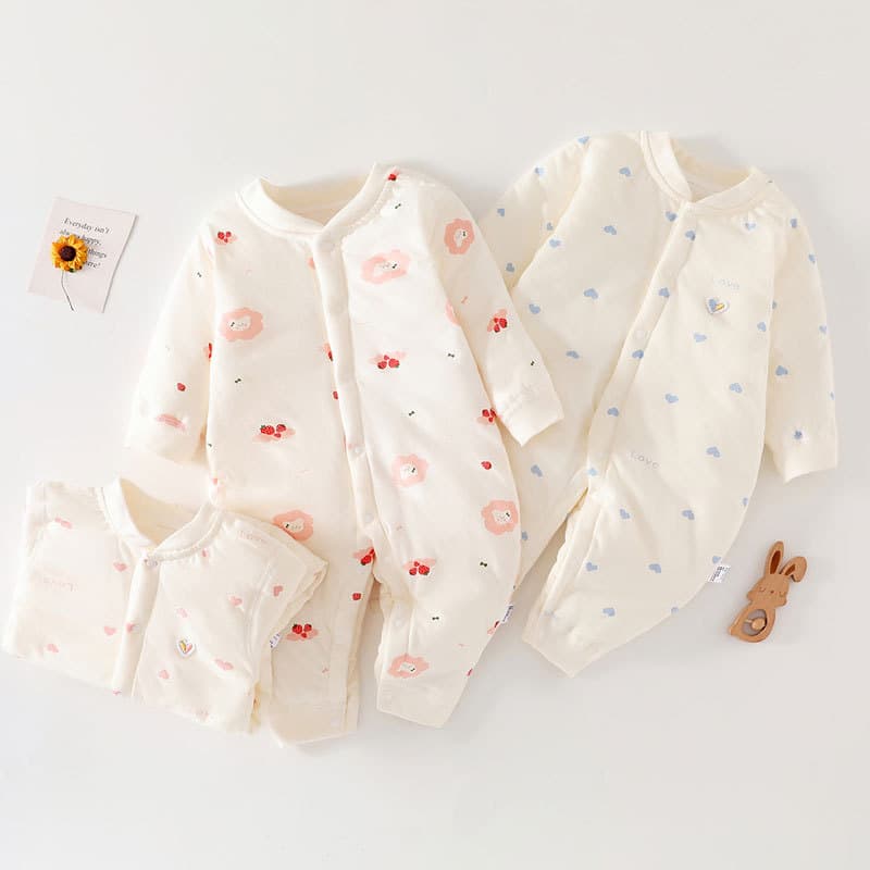Autumn Winter Baby Cotton Romper Quilted Thickened Newborn Cotton Padded Jacket 40g Lightweight Coat 0-12 Months Baby Outerwear