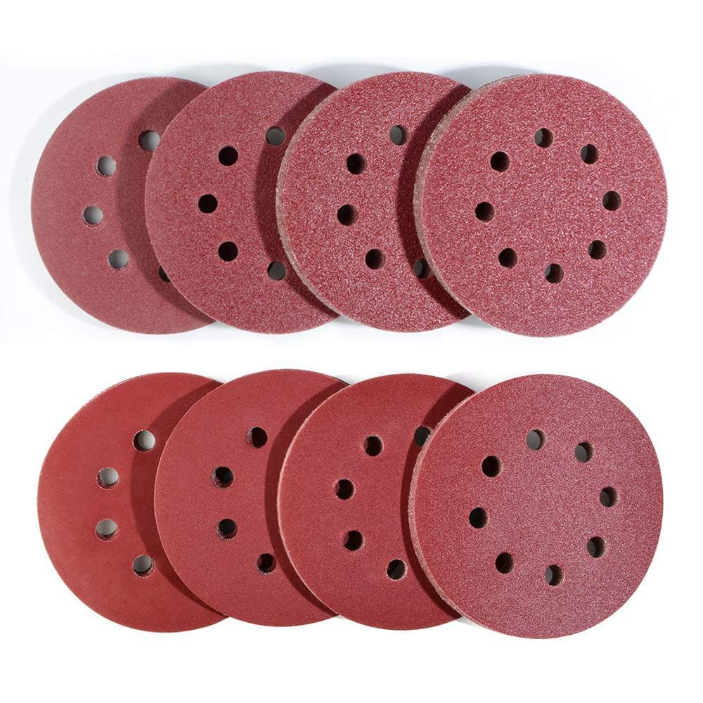 5-inch 8-hole Flocked Sandpaper Red Sand Aluminum Oxide 125 Air Grinding Polishing Sandpaper Amazon Set