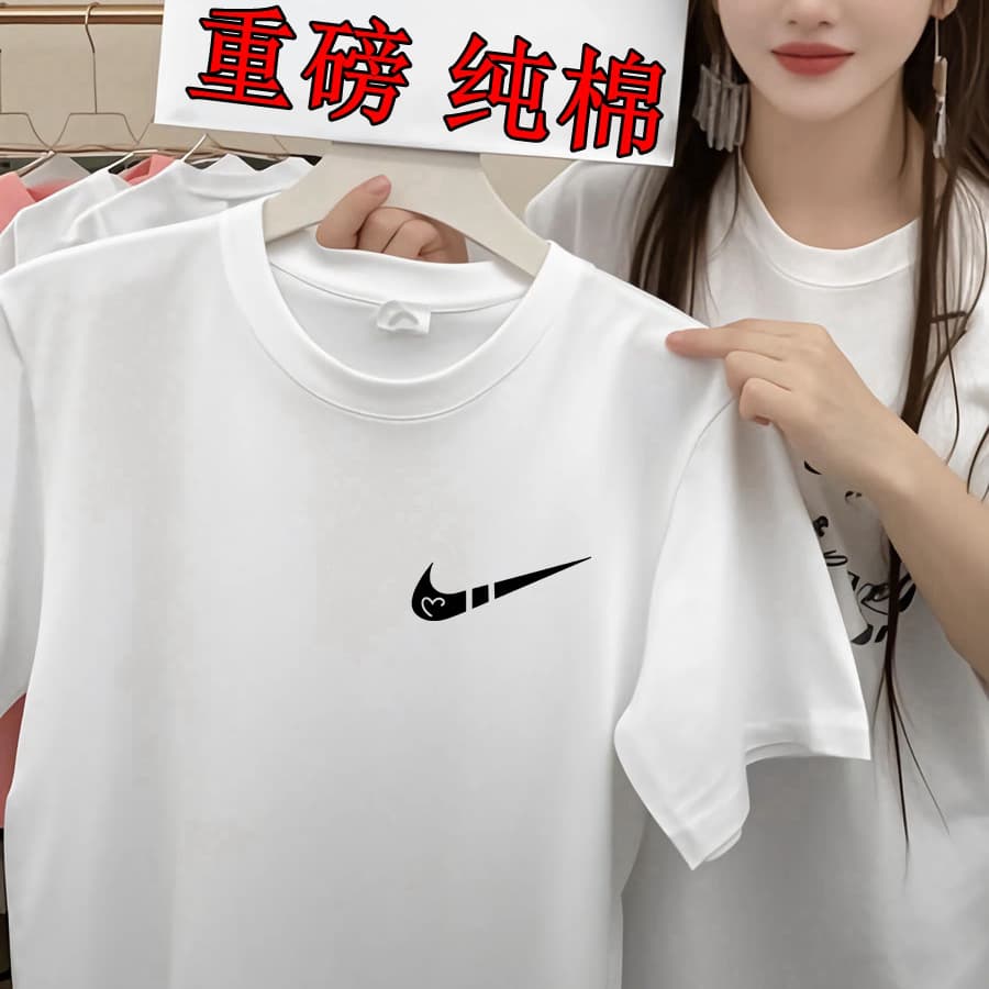 Heavyweight Cotton Women's Short Sleeve T-Shirt Korean Style 2026 Summer New Loose Fit Student Love Print Undershirt Drop Shipping