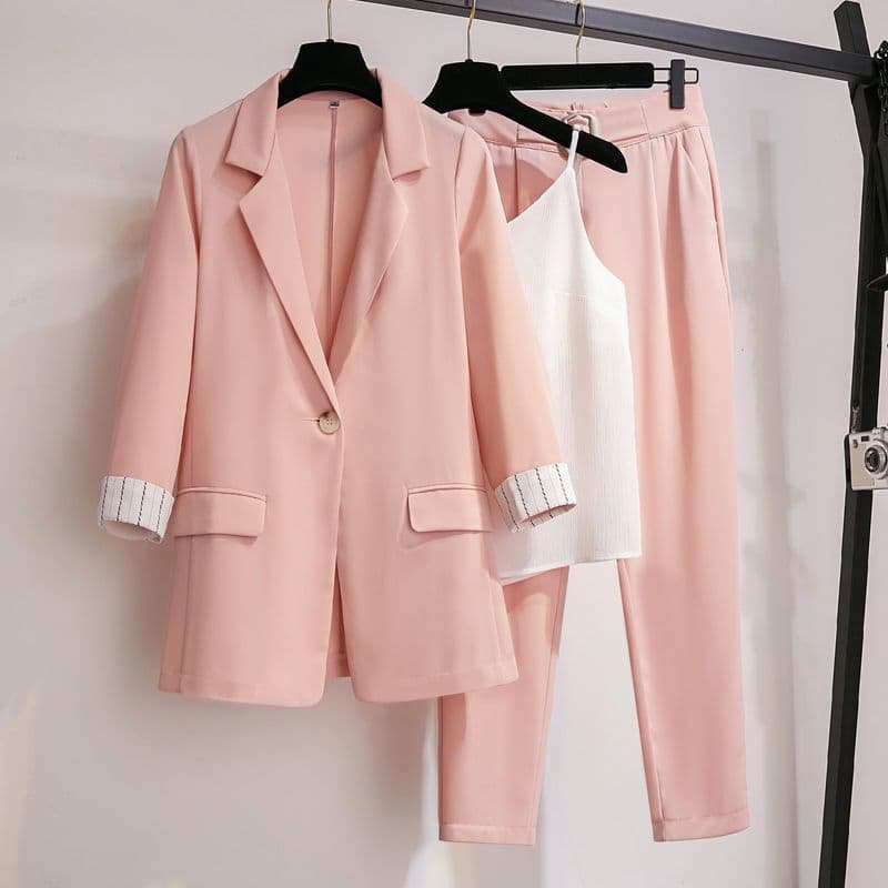 Single/Set 2022 Spring Plus Size Women's Casual Suit Jacket Autumn Outerwear Slim Fit Small Fragrance Two-Piece Set