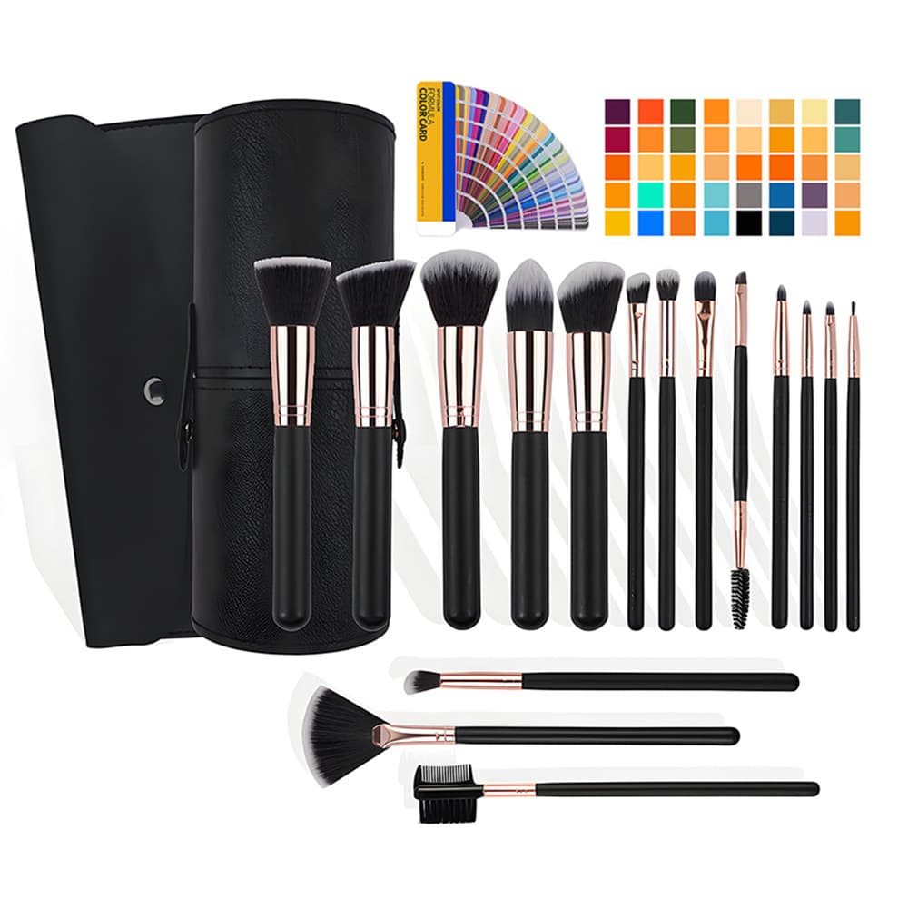 Cross-border 16-Piece Brush Set, Complete Set of Makeup Artist Wooden Handle Fiber Bristle Professional Makeup Blush and Foundation Brushes